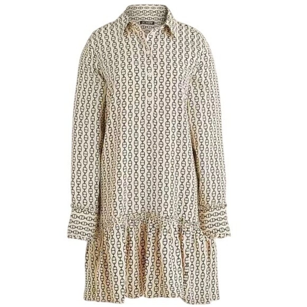 J. Crew Women's Size XXS Amelia popover Shirt Dress in vintage links prints NWT